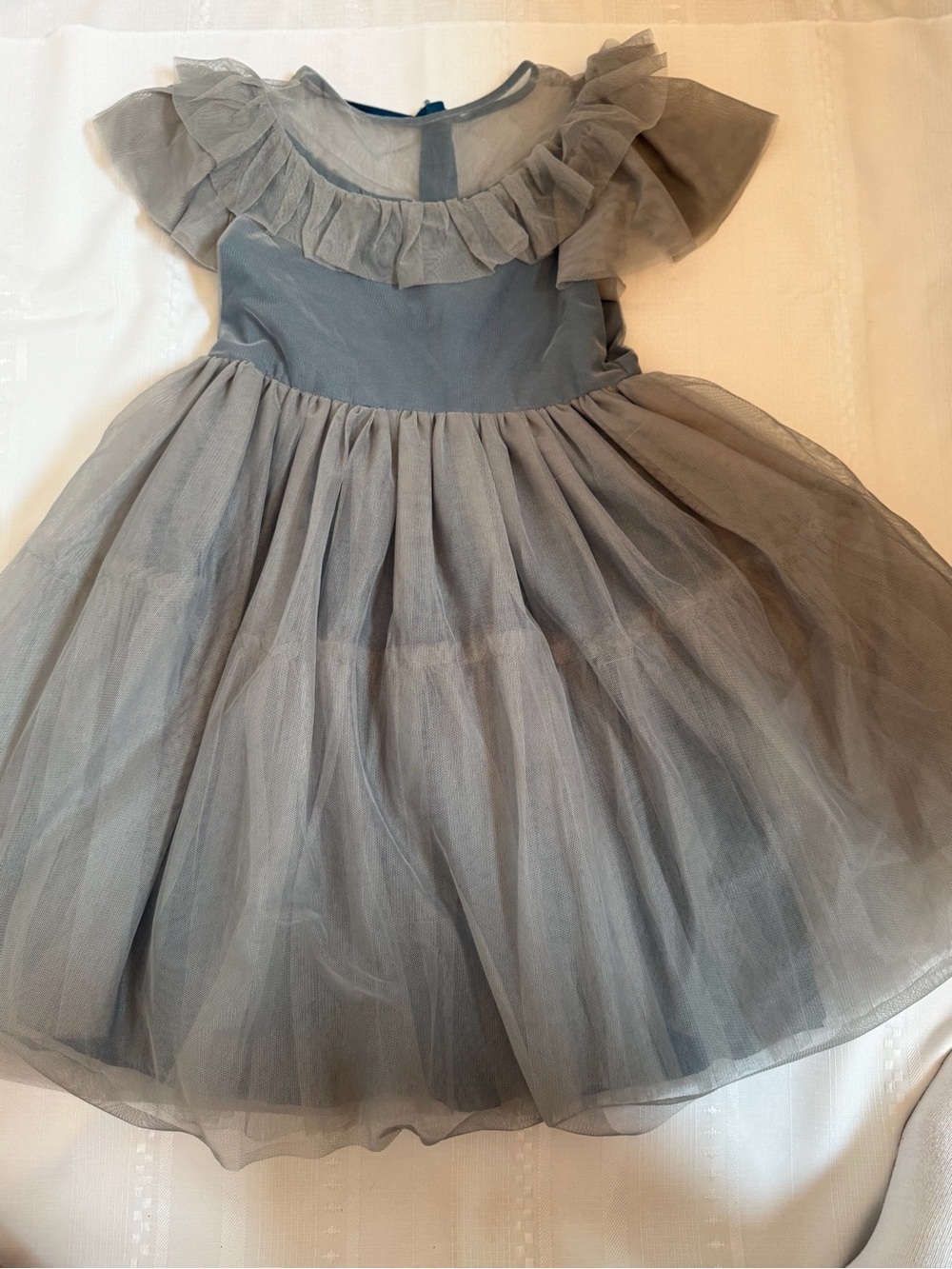 Boden Grey Tulle Ruffle Party Dress